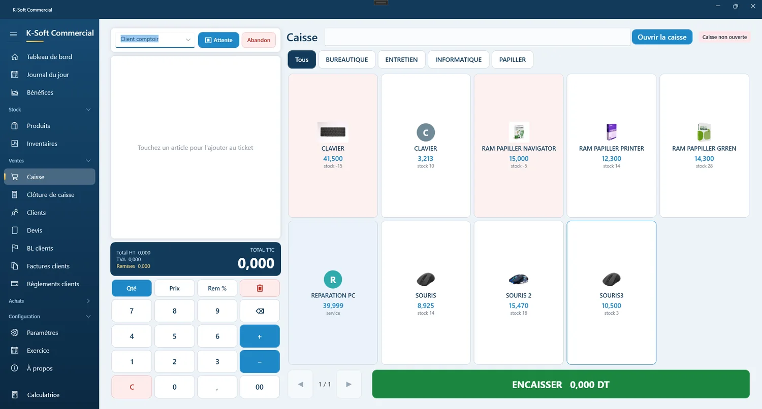 Caisse tactile